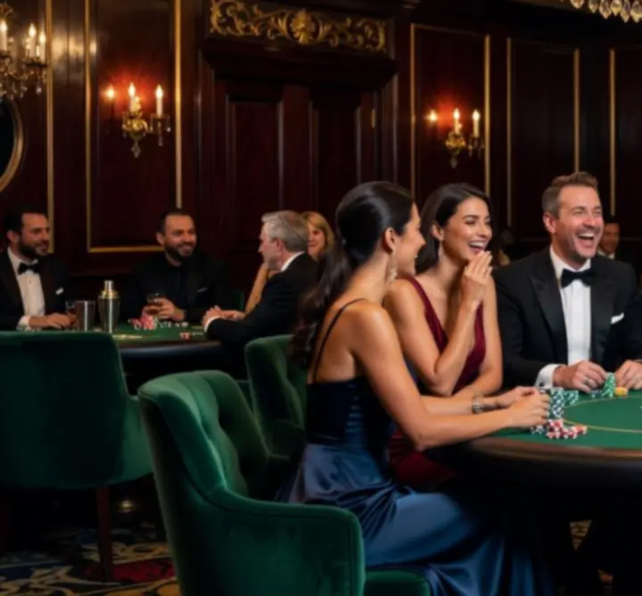 Zadowoleni klienci bawiący się podczas eleganckiego wydarzenia