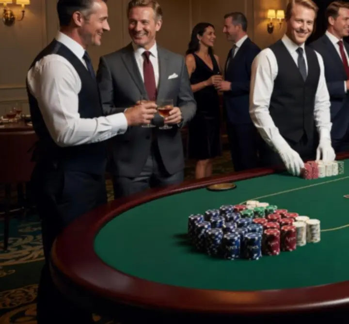 Prywatny stół pokerowy podczas eleganckiego eventu firmowego
