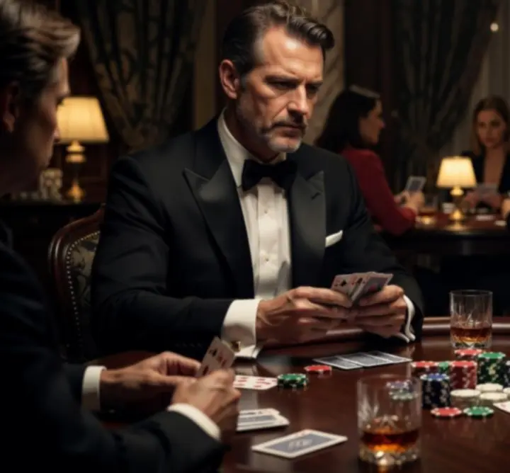 Elegancka rozgrywka pokerowa przy profesjonalnym stole